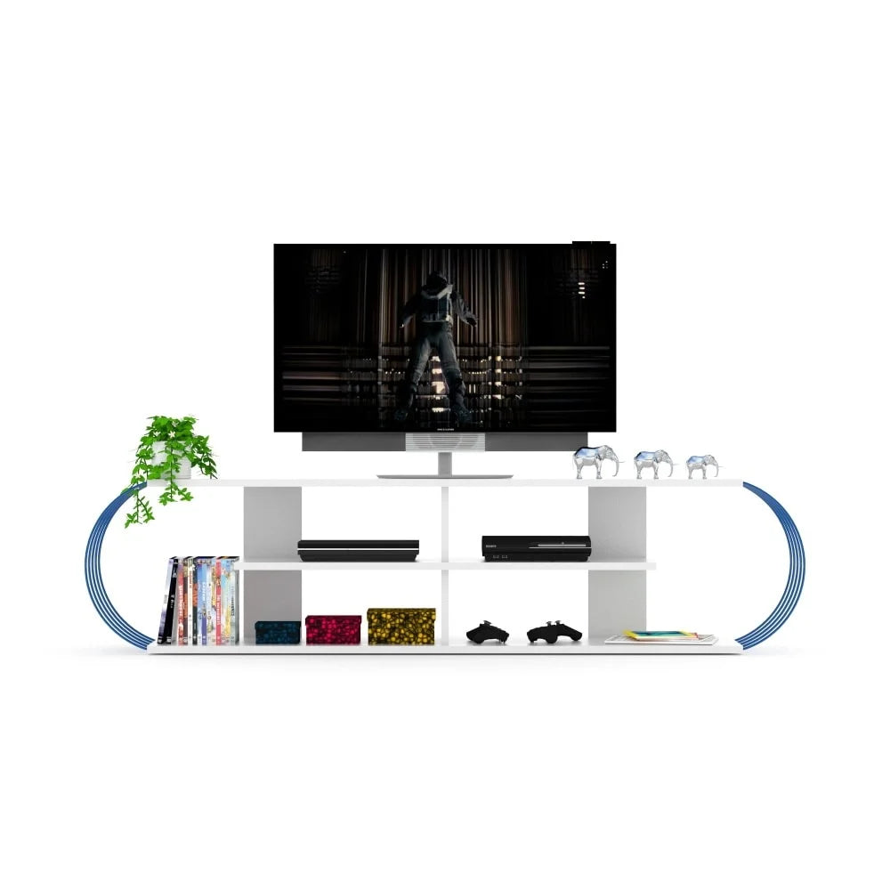 White-Blue Wood Finish TV Unit K5850