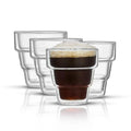 Clear Stackable Glass Espresso Mugs Set of 4 I14096