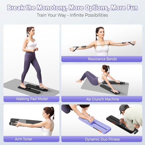 Portable Pilates Reformer Board with Resistance Bands Q9930