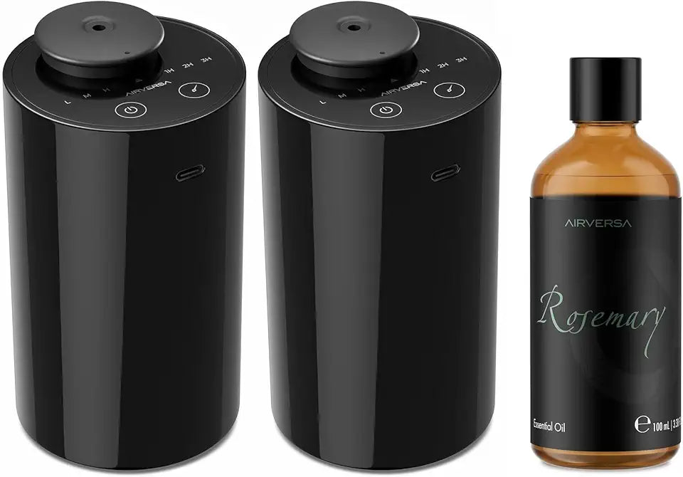 Black Waterless Diffuser 2PCS + 100mL Rosemary Oil P187390