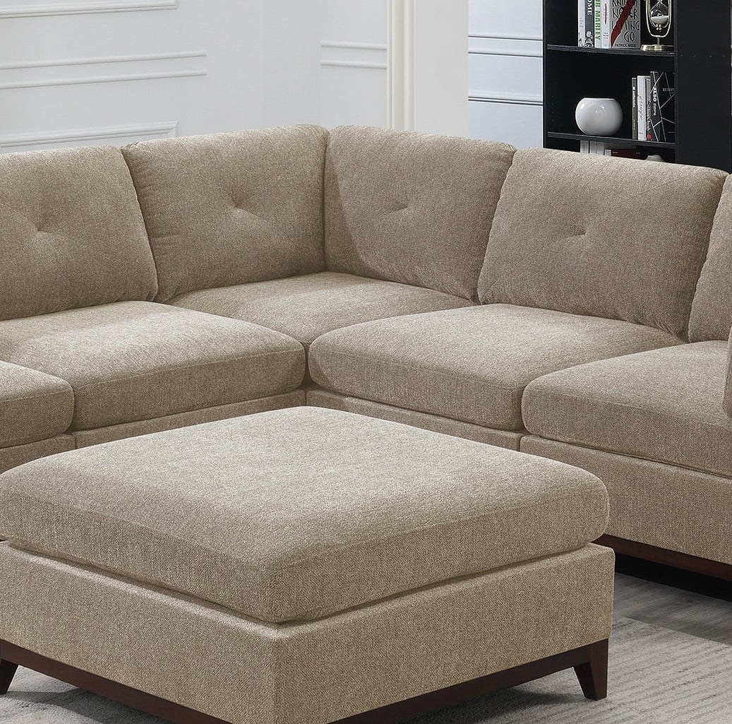 Chenille Camel L-Sectional Sofa Set 6pcs Z840