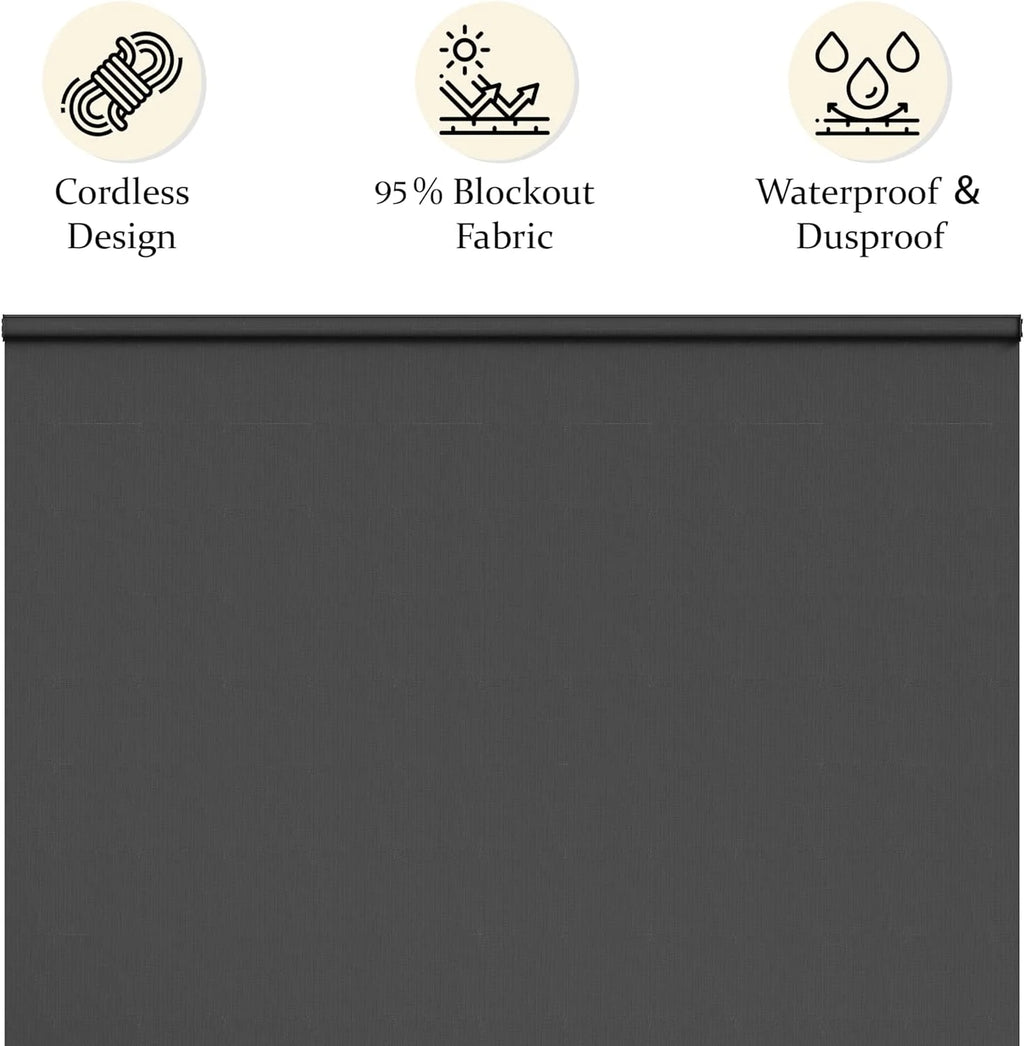 95% Blackout Cordless Waterproof Outdoor Roller Shades 6'Wx8'H U364