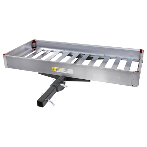 500-lb Capacity 50 inch x 22 inch Folding Aluminum Cargo Carrier Rack Basket with High Side Rails D114660