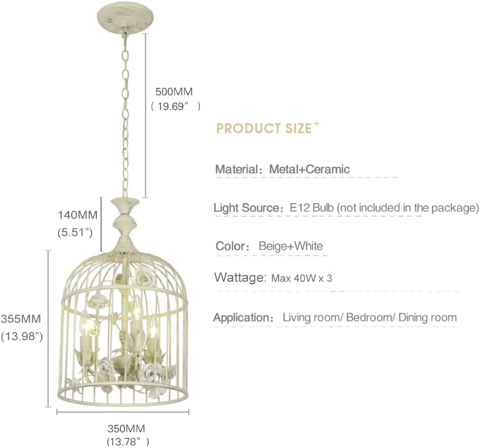 3-Lights Ceramic Rustic Chandelier L573114