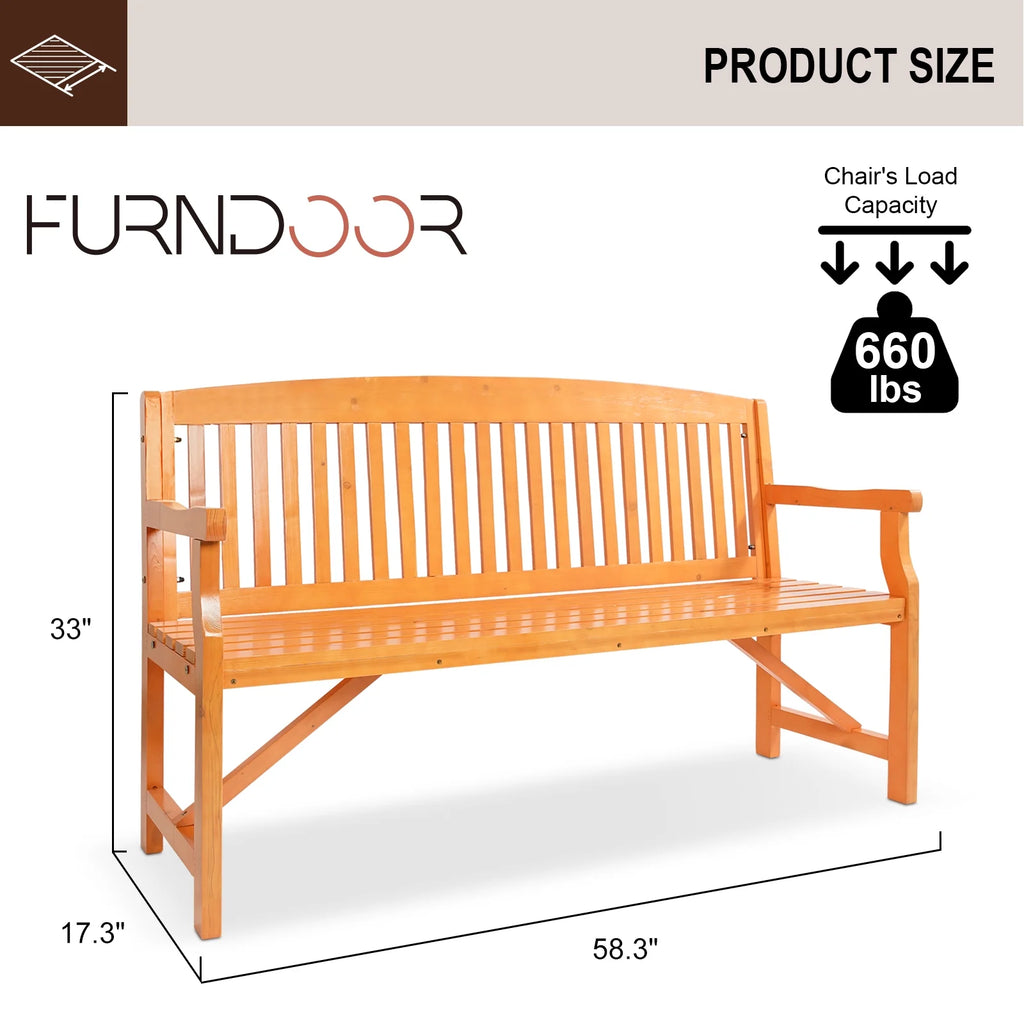 3 Person Wood Outdoor Bench B6619