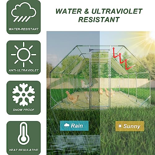 Large Metal Walk-in Chicken Coop with Waterproof Cover W602810