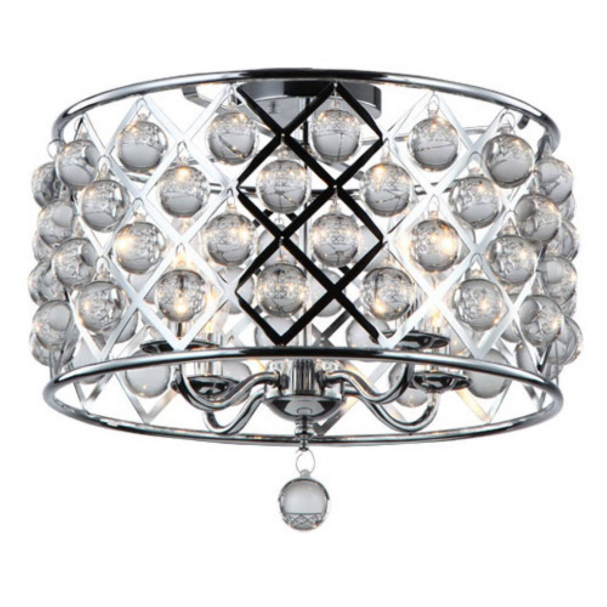 4 Light Semi Flush with Crystal Balls Polished W7482