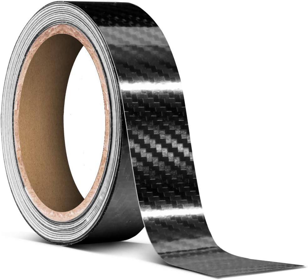 High Gloss Black Carbon Fiber Vinyl Wrap Tape Roll (12 Inch x 20ft) Pack of 2 Y928954