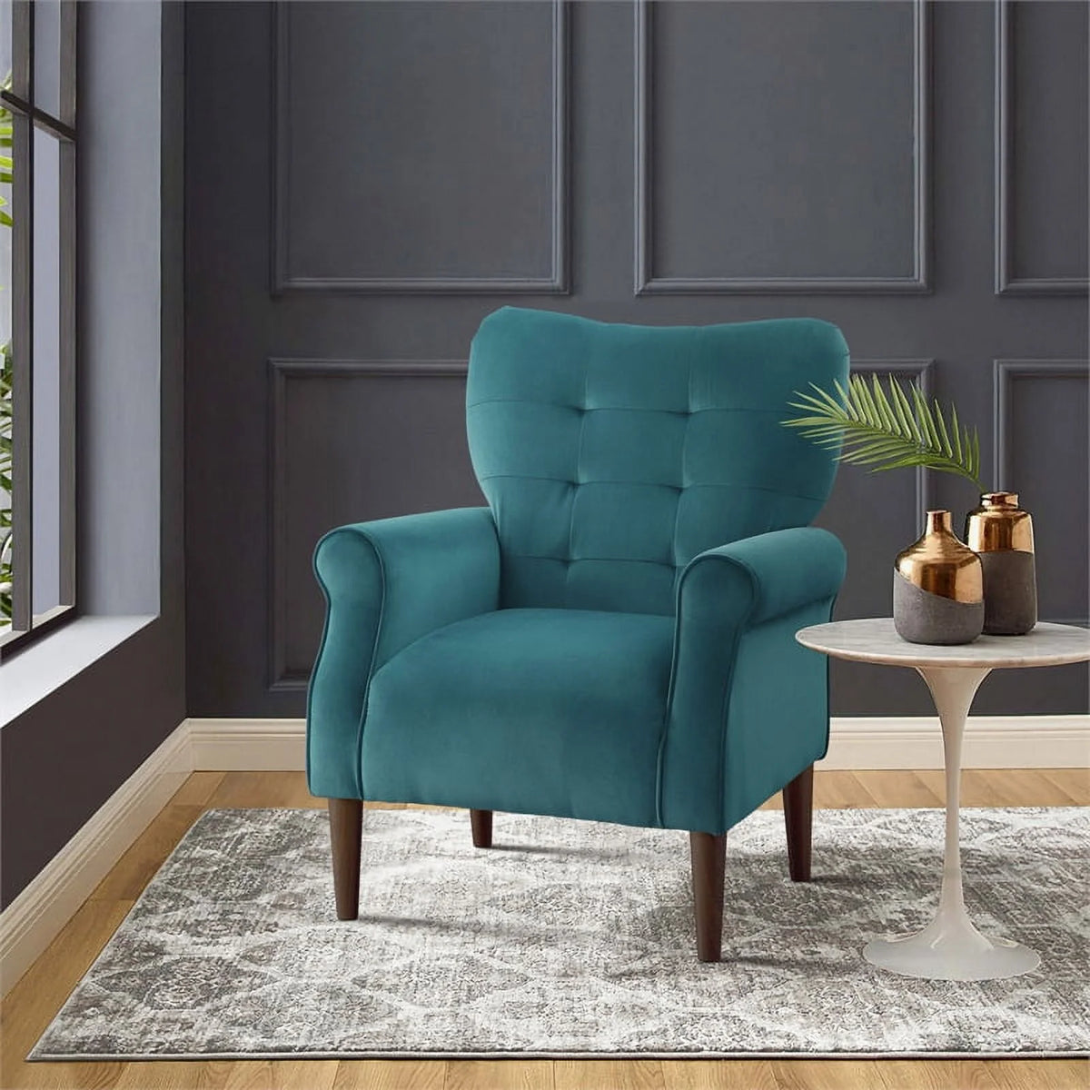 Teal Velvet Accent Chair B72309