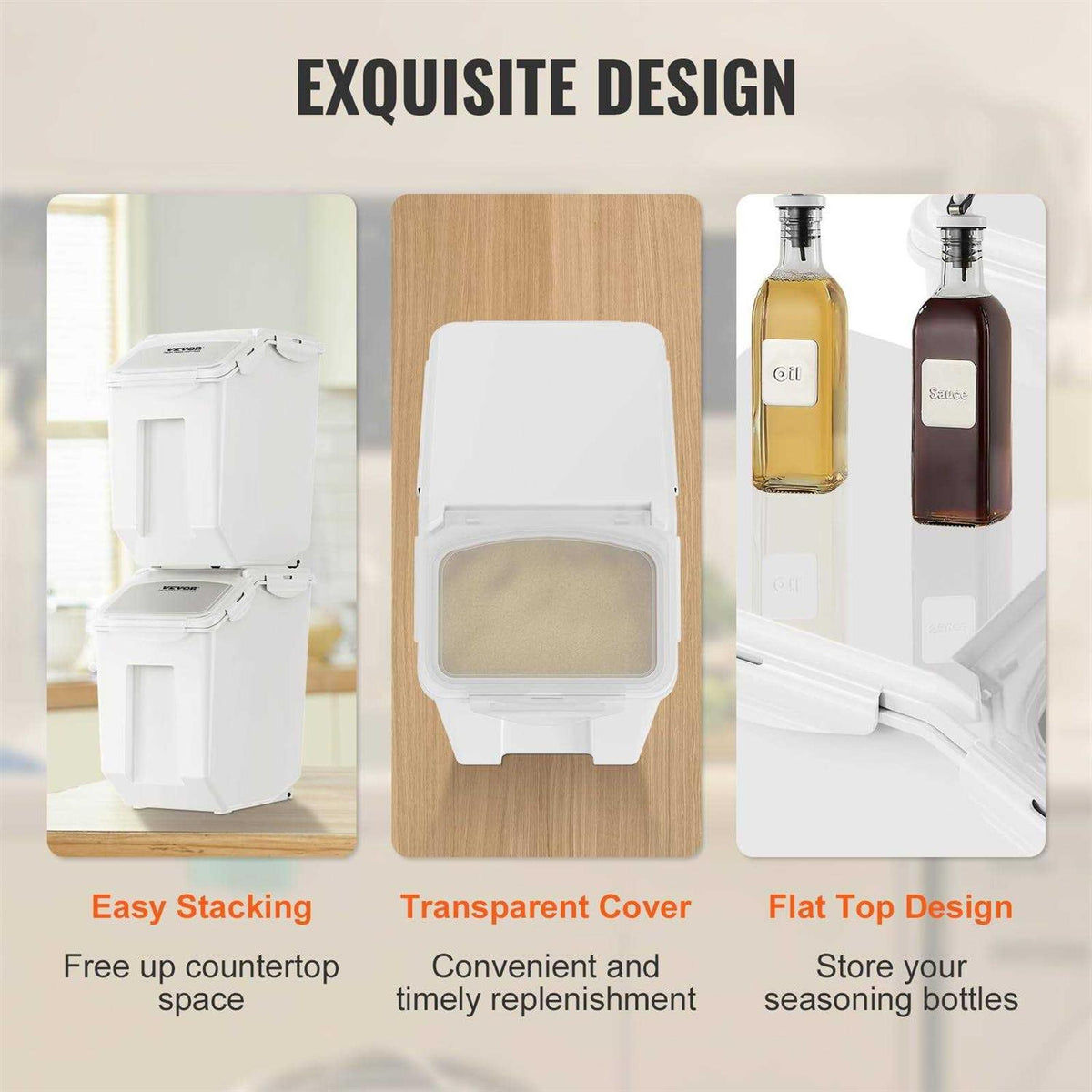 15L Ingredient Storage Bin with Measuring Cups Y605694