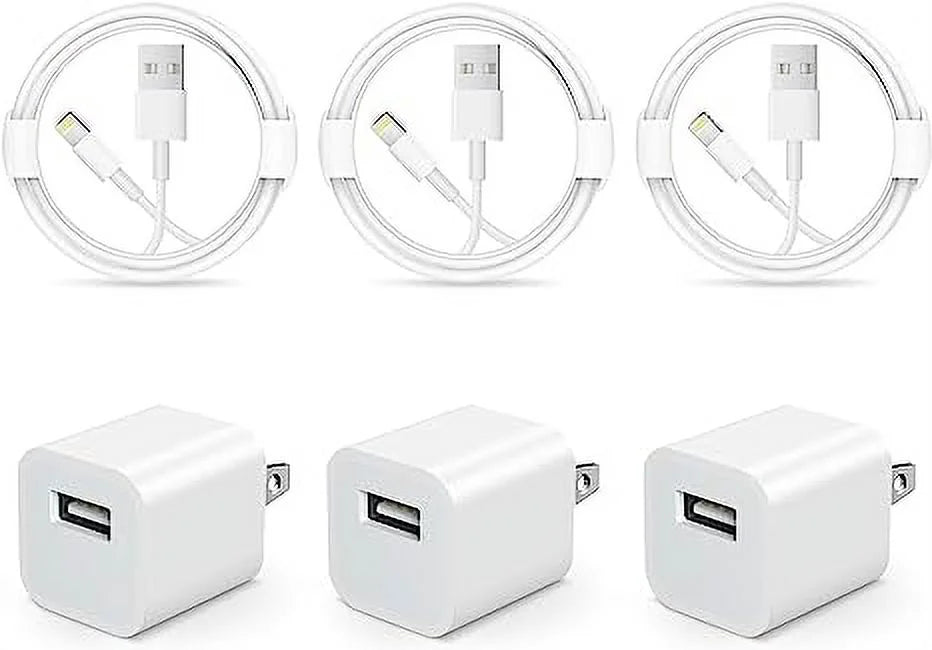 3 Pack iPhone Wall Charger with 6FT Charger Cord G402199