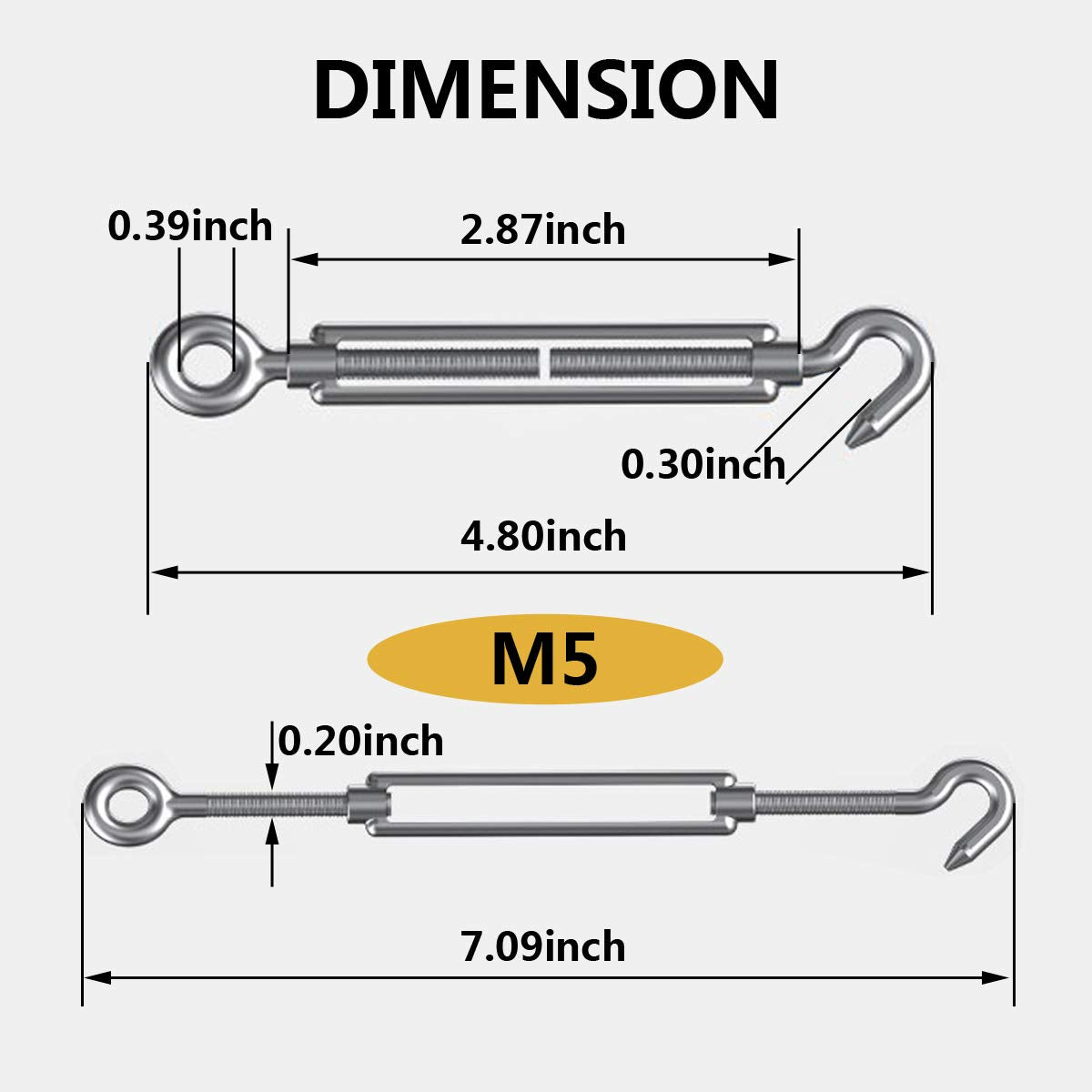 304 Stainless Steel Adjustable Wire Rope Tensioner Kit with Hooks R795