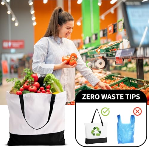 6 Pack Canvas Tote Bags with Zipper M152720