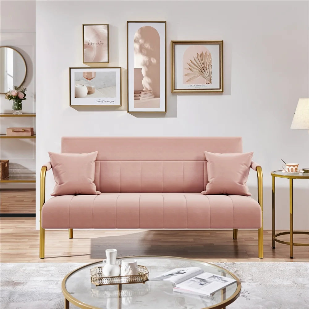 Light Gray Upholstered Sofa Couch with 2 Pillows G7832