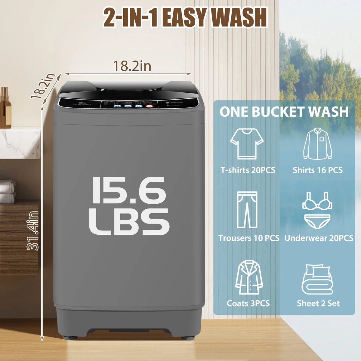 15.6lbs Fully Automatic Portable Washing Machine Z689