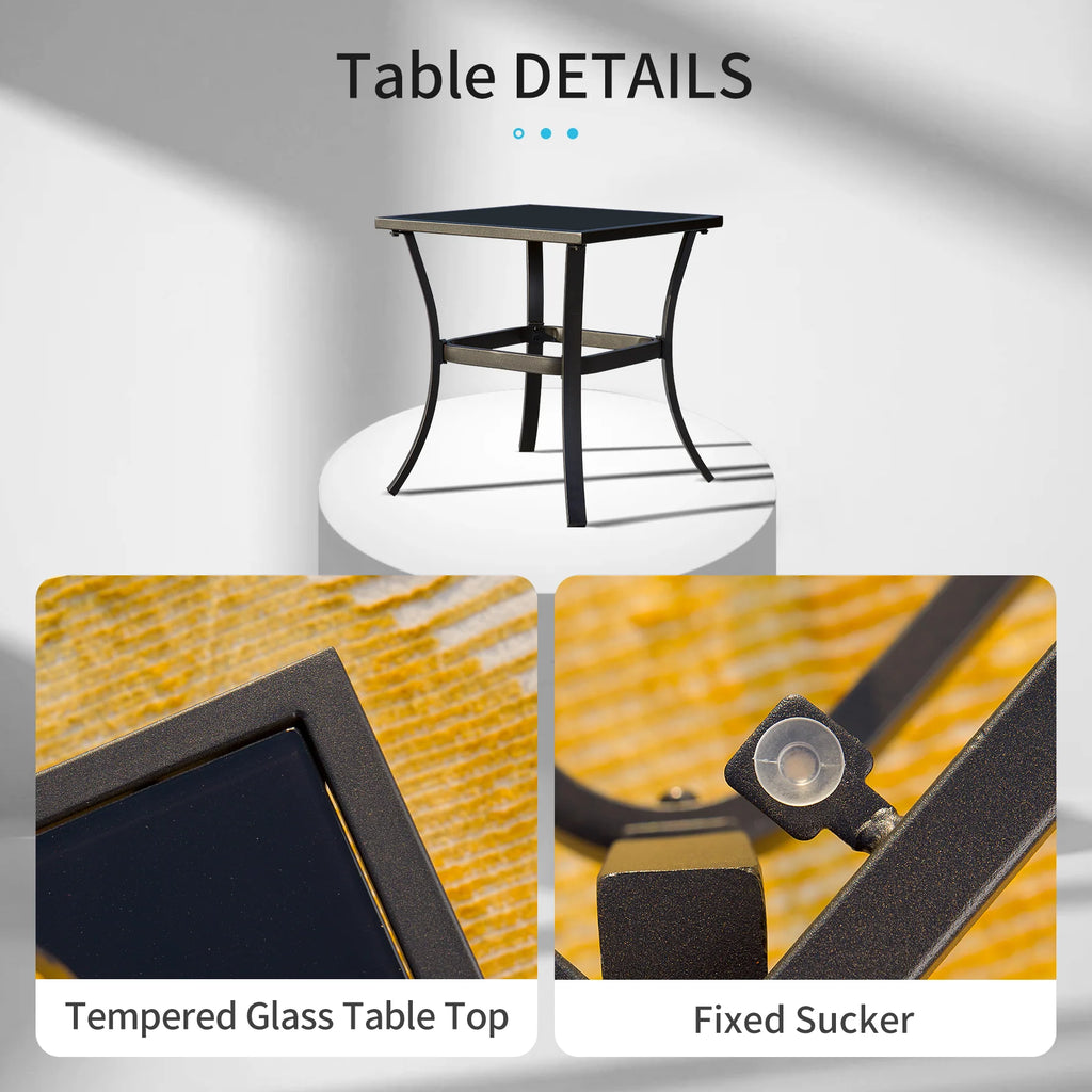 3 Pieces Bistro Set Rocking Chairs Cushion Glass Top Table Blue H409066