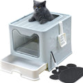 Foldable Cat Litter Box with Lid and Litter Mat and Scoop M681