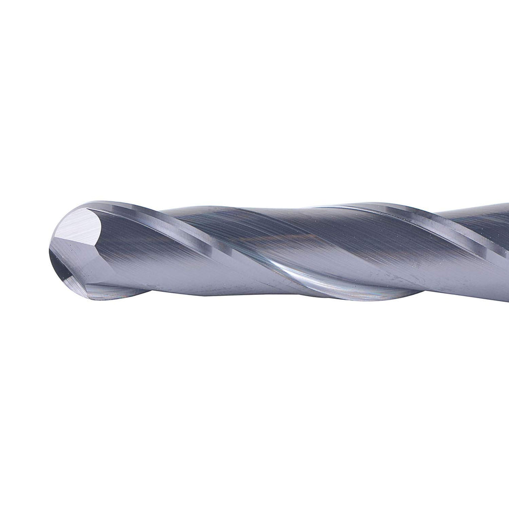 Ball Nose Carbide End Mill CNC Cutter Router Bits Double Flutes Spiral Milling Tool 1/4 inch Shank 3 inch Over Length Pack of 2 D939045