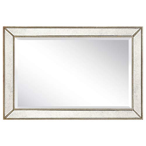 1"-Beveled Center Antique Mirror, Solid Wood Frame, 24" x 54", Champagne Y301690