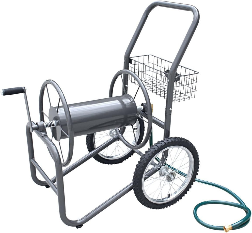 2-Wheel Pneumatic Tires Garden Hose Reel Cart, Holds 300-Feet of 5/8-Inch Hose - Gray D49280