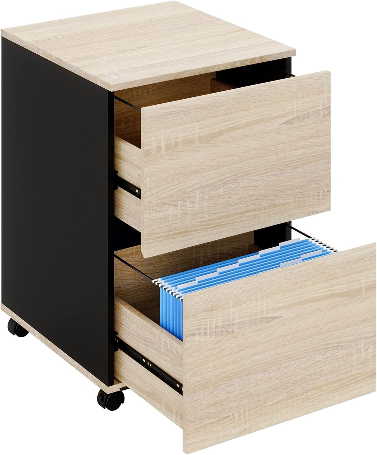 Brown 2 Drawer Mobile File Cabinet with File Holders Z92782