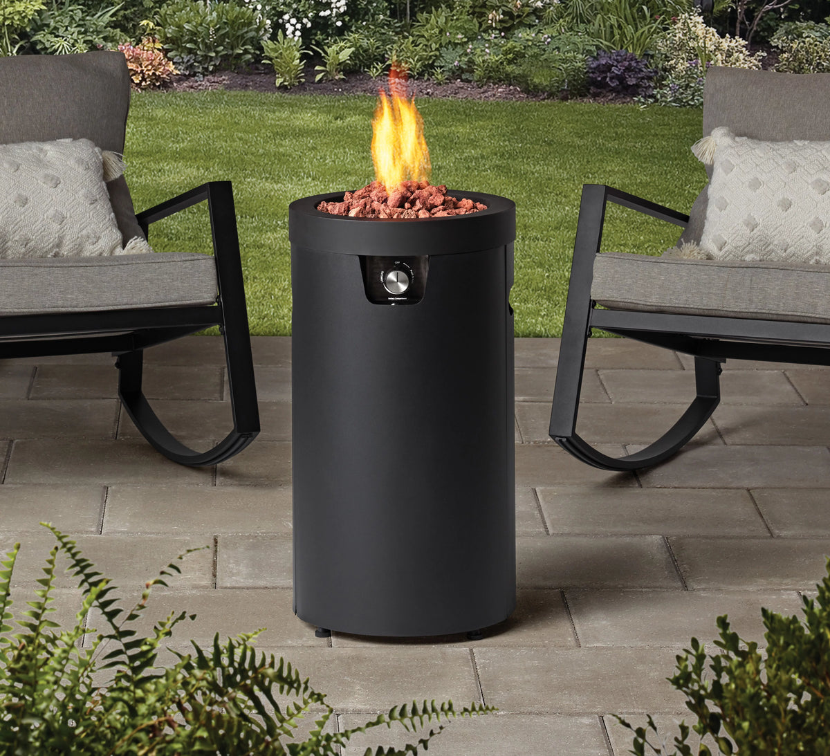 28-inch Tall Propane Gas Outdoor Fire Pit, Matte Black T642574