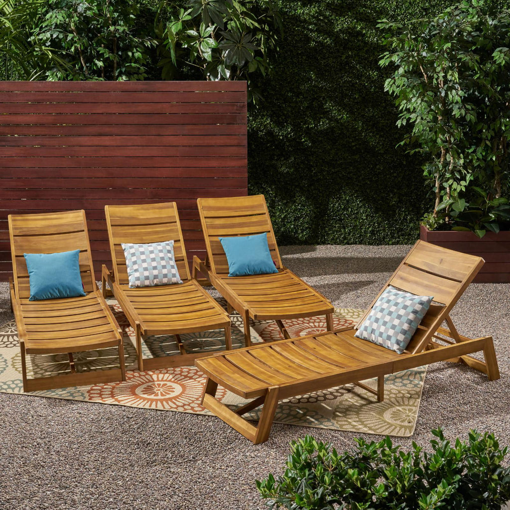 Acacia Wood Chaise Lounge Set of 4 K174