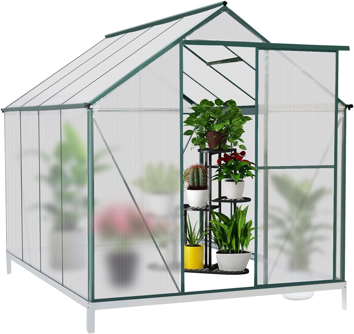 Polycarbonate Greenhouse with Sliding Door 8' x 6' P37954