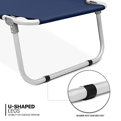 Navy Blue Folding Camping Cot with Storage Bag P5840