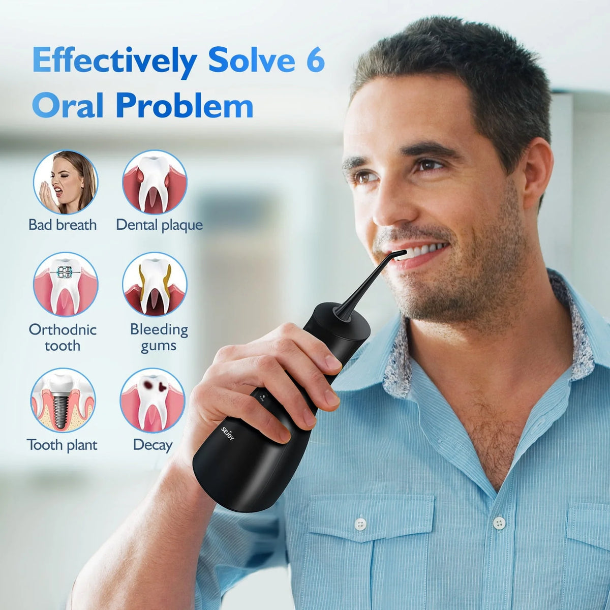 Cordless Water Flosser 300ML Rechargeable Oral Irrigator 5 Jet Tips L87823