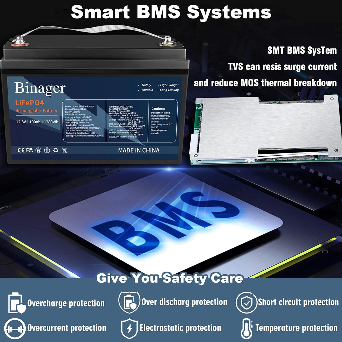 12V 100Ah Lithium Iron Phosphate Battery W491