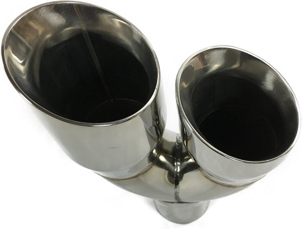 2.25" Inlet 3.00" Outlet 9.50" Long Dual Double Wall Slant Angle Stainless Exhaust Tip Pack of 2 B85128