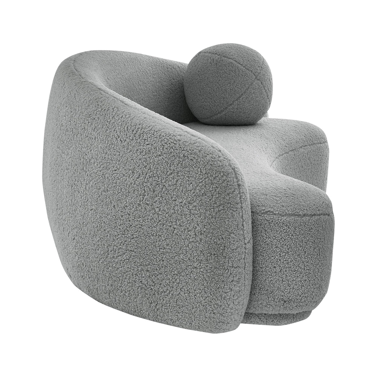 Grey Upholstered Sherpa Curve Back Sofa D610