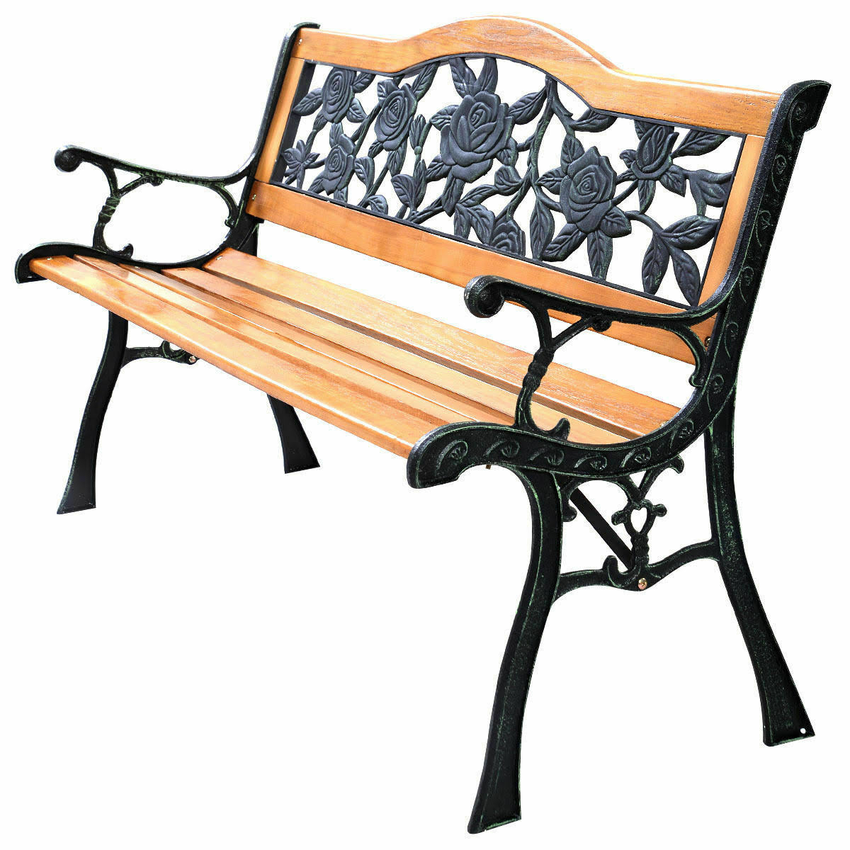 Cast Iron Hardwood Patio Bench Y713