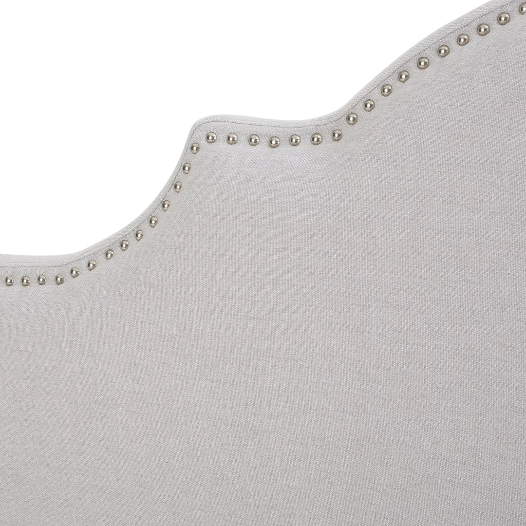 Light Gray Fabric Full/Queen Headboard with Nailhead Trim R34790