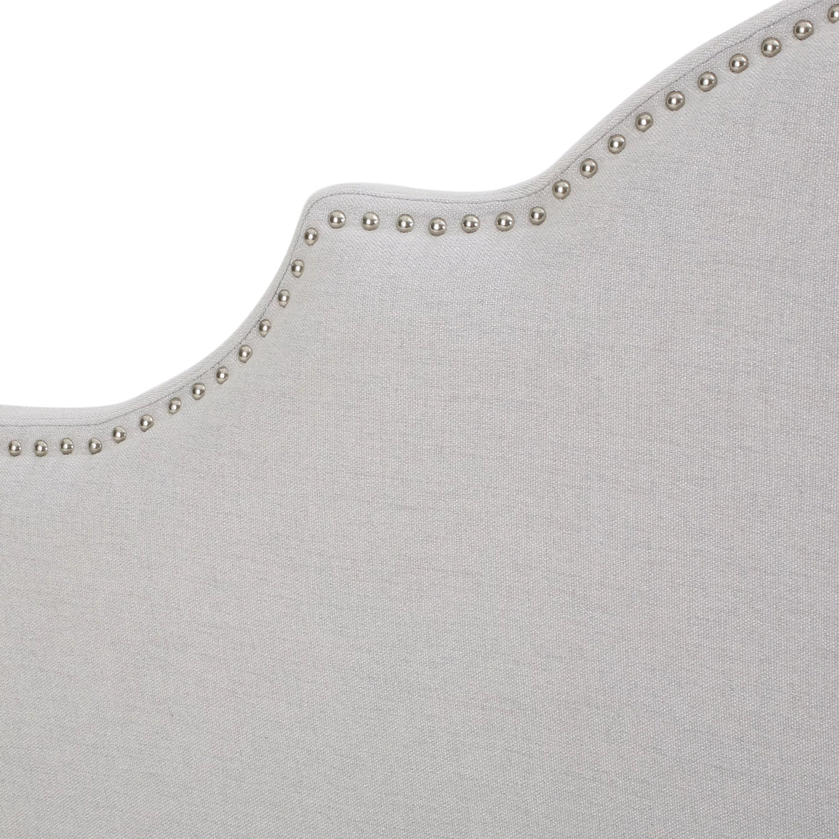Light Gray Fabric Full/Queen Headboard with Nailhead Trim R34790