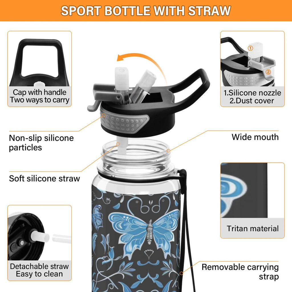 Blue 32oz Triton Sports Water Bottle with Straw L4199