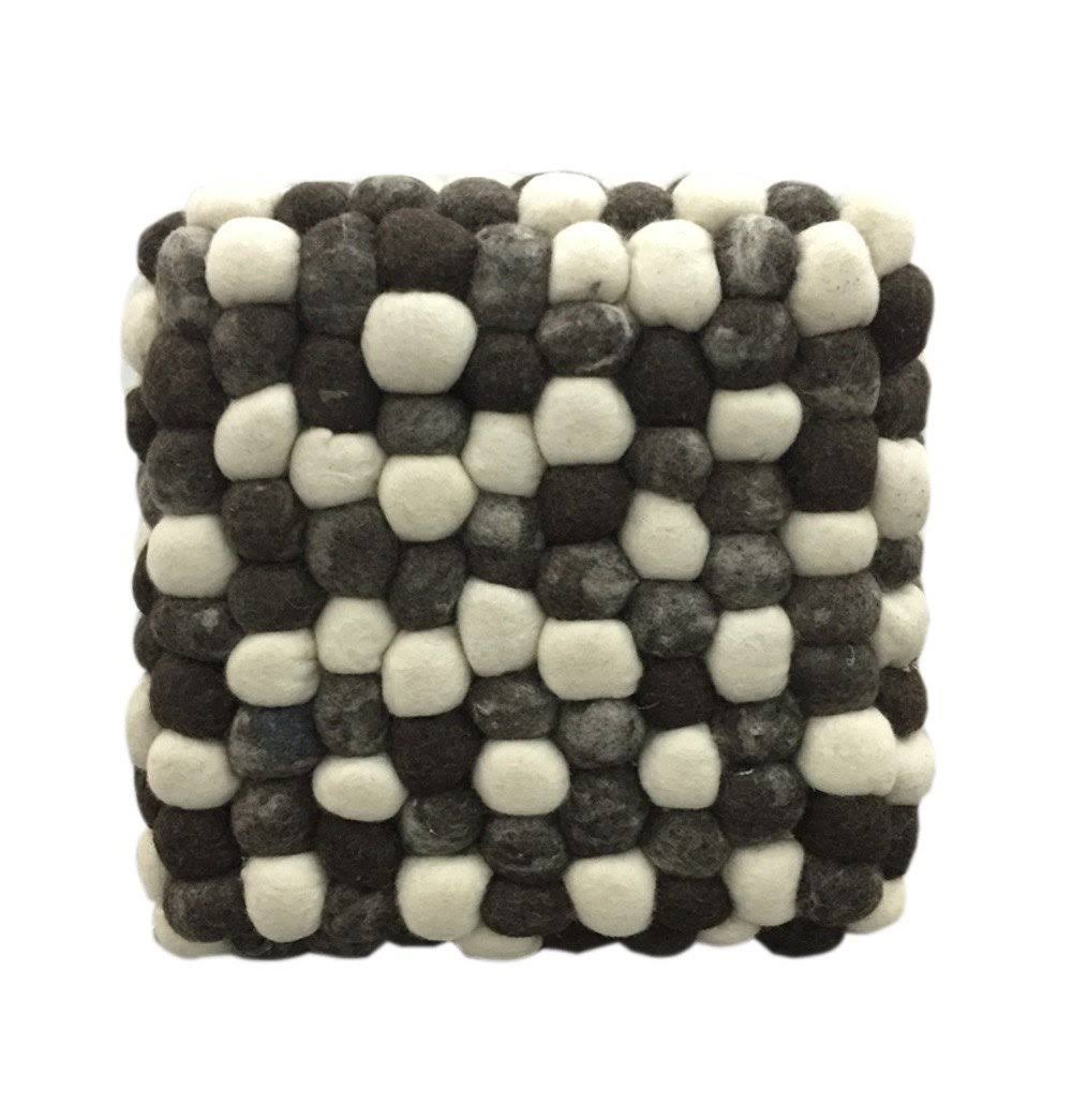Grey Dark Handmade Woolen Pouf Z3423