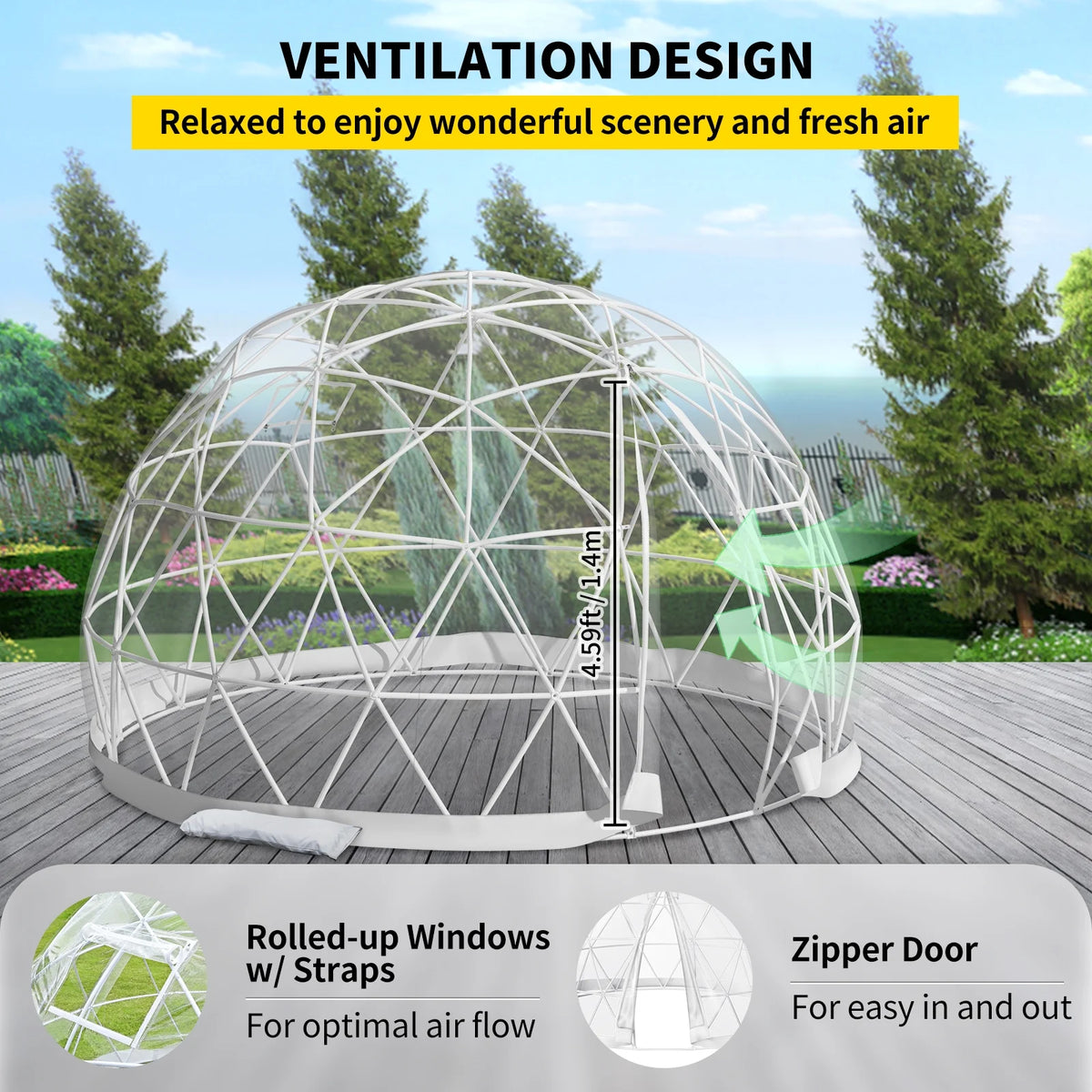 9.5ft PVC Geodesic Dome Bubble Tent with Door and Windows K56372