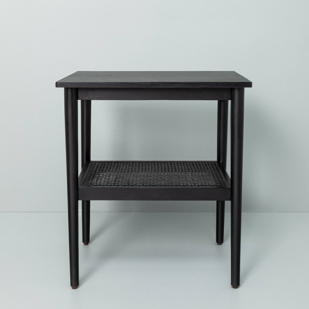 Black Wood & Cane Accent Table S91729