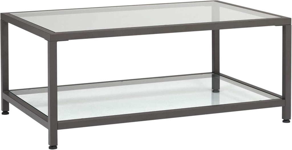 Pewter End Table with Clear Glass U774555