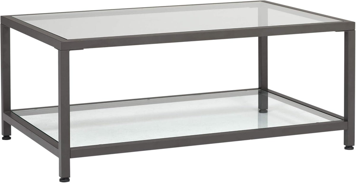 Pewter End Table with Clear Glass U774555