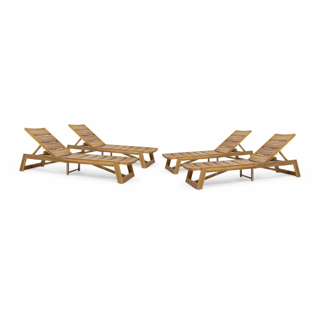 Acacia Wood Chaise Lounge Set of 4 K174