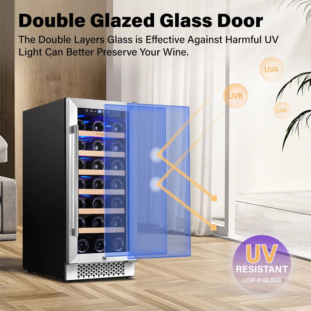 15" 33 Bottle Dual Zone Wine Cooler Refrigerator Y69842