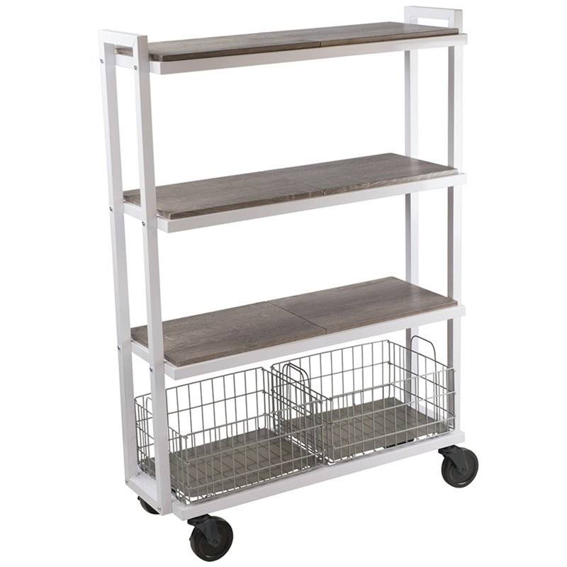 White 4 Shelf Mobile Bookcase Y79280