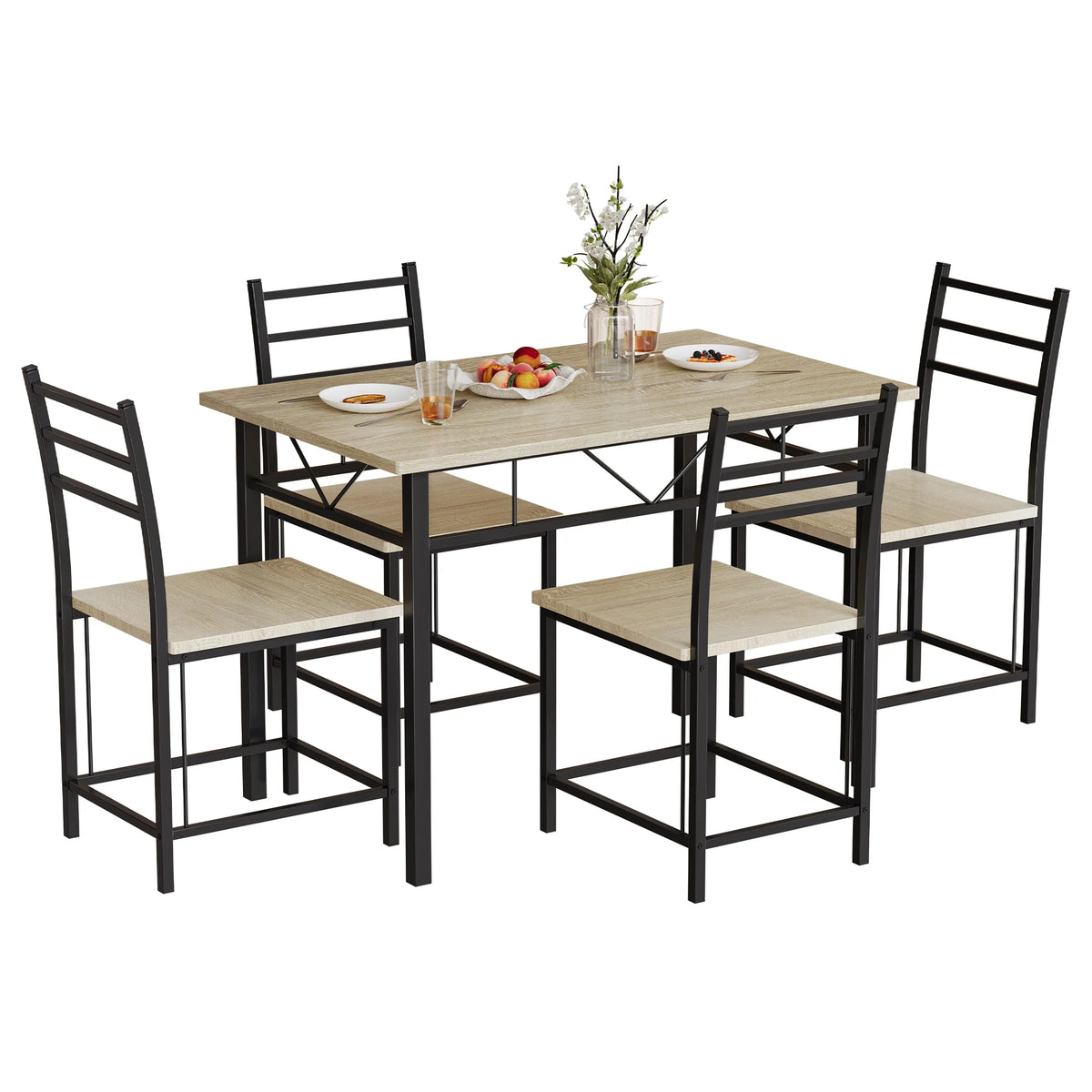 5 PC Wood Metal Dining Set J127048
