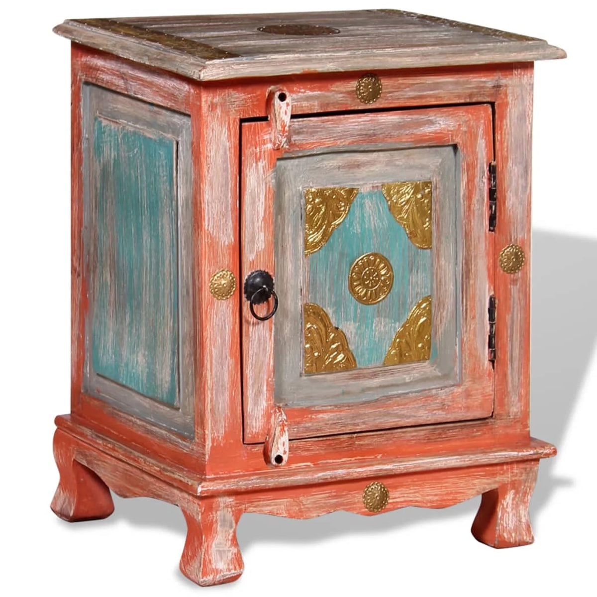 Orange Solid Mango Wood Nightstand R381