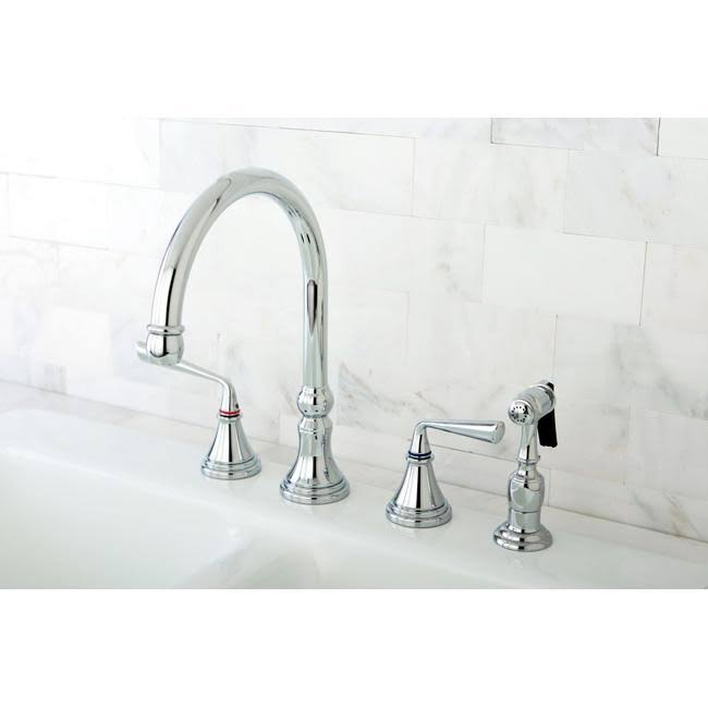 Polished Brass Widespread Kitchen Faucet with Sprayer F905338