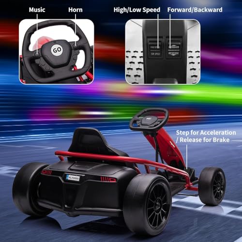 24V 9Ah Battery 300W*2 Motors 8MPH Drifting Go Kart White R135001