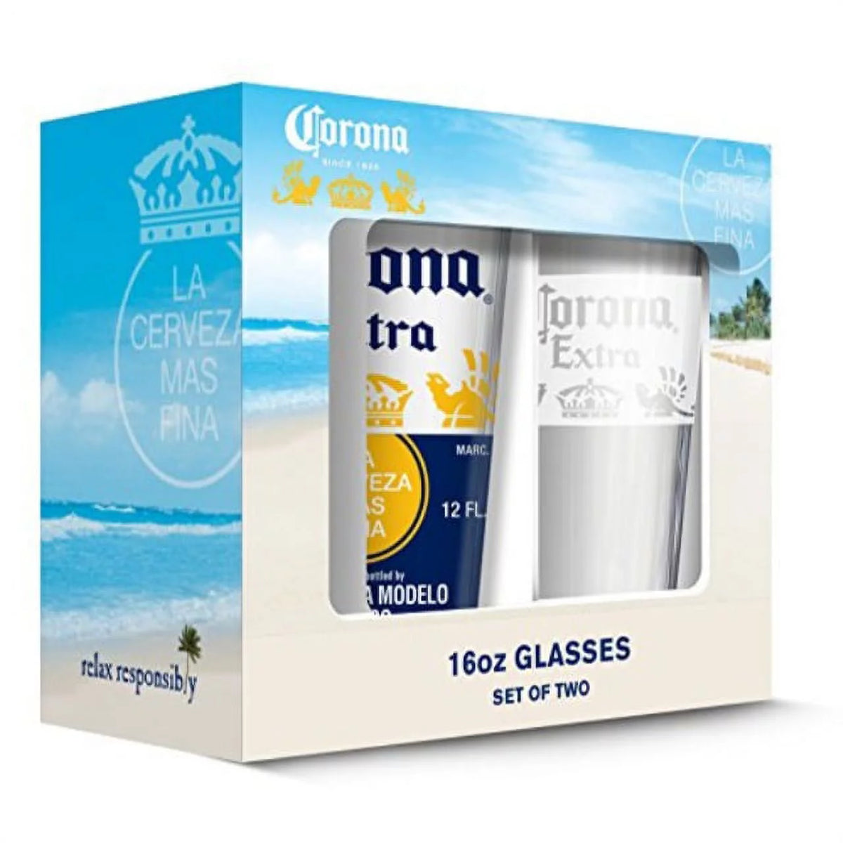 White Pub Glass Set of 2 K37653
